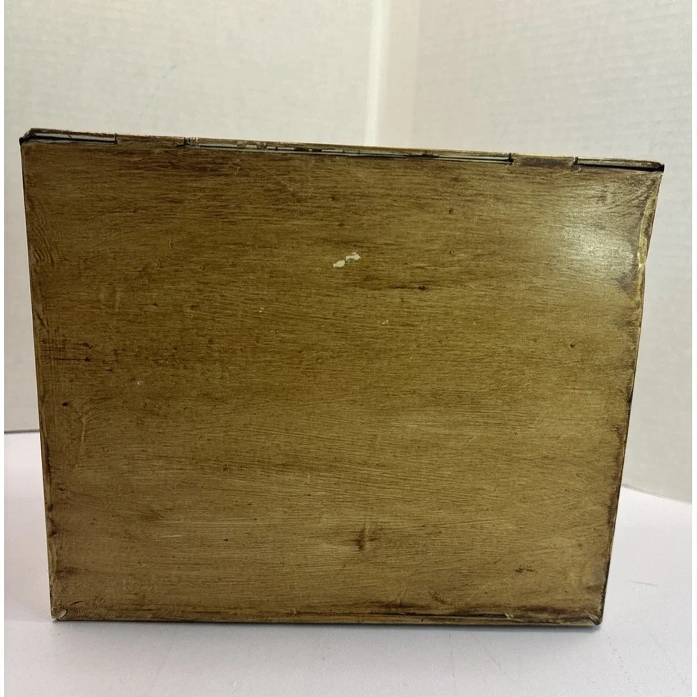 Vtg American Painted Tin‎ Toleware Hinged Box American Eagle Folk 7.25